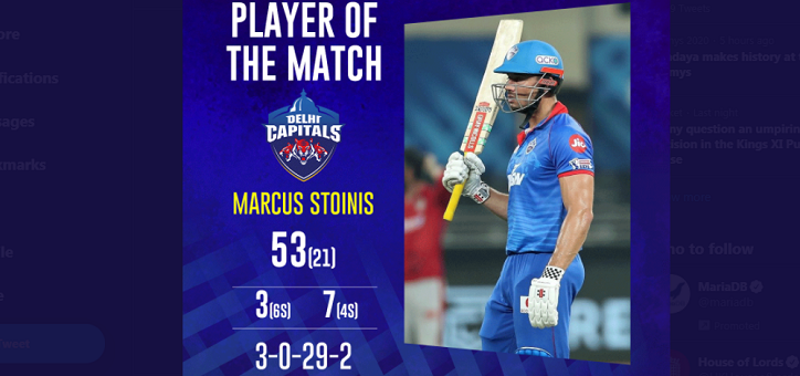Man of the Match – Marcus Stoinis, DC vs KXIP