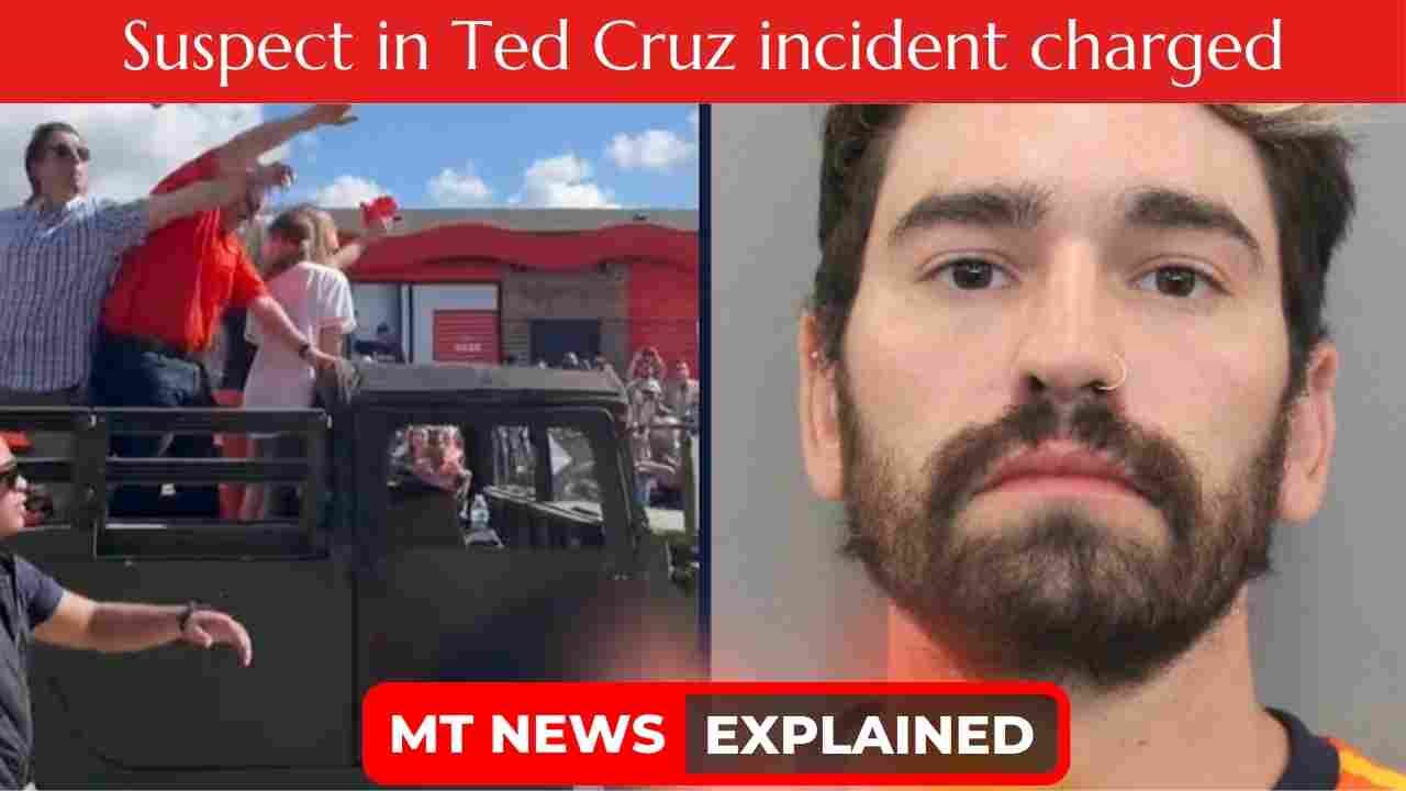 Authorities have detained a man who is accused of hitting Texas Senator Ted Cruz with a hard seltzer can during the Houston Astros parade on Monday.