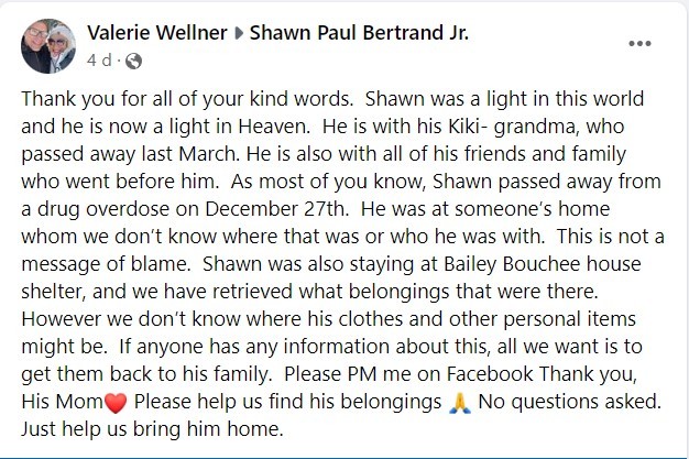 Shawn Paul Bertrand Cause of Death
