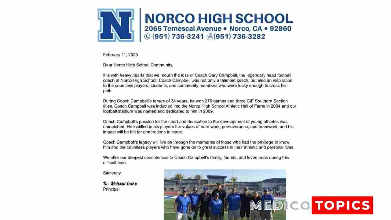 How did Gary Campbell die? Norco California, football coach cause of