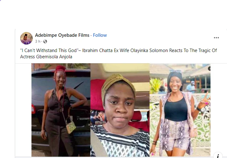 Gbemi Anjola death: How did the actress die? Cause of death explained