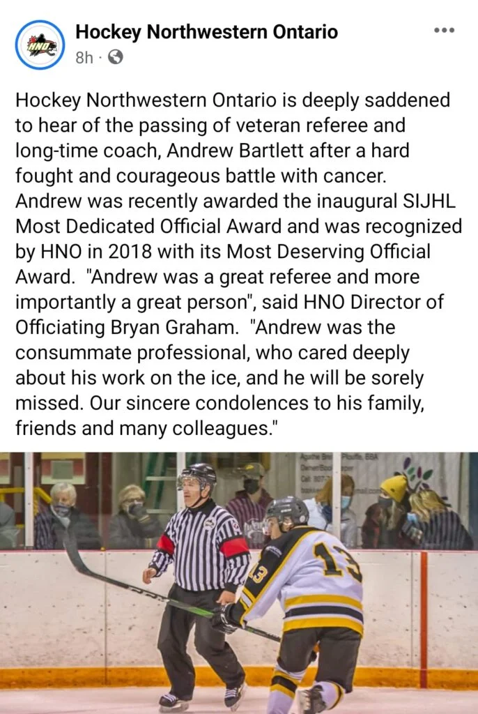 Andrew Bartlett death: Veteran Hockey referee and coach from Ontario dies from cancer, cause of death explained