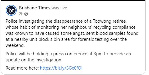 Lesley Trotter found dead: 78 Brisbane retired teacher found dead in wheelie bin near Toowong