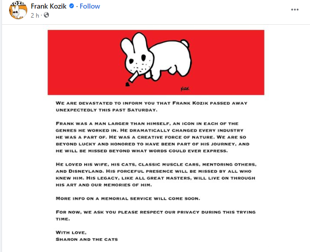 Frank Kozik cause of death