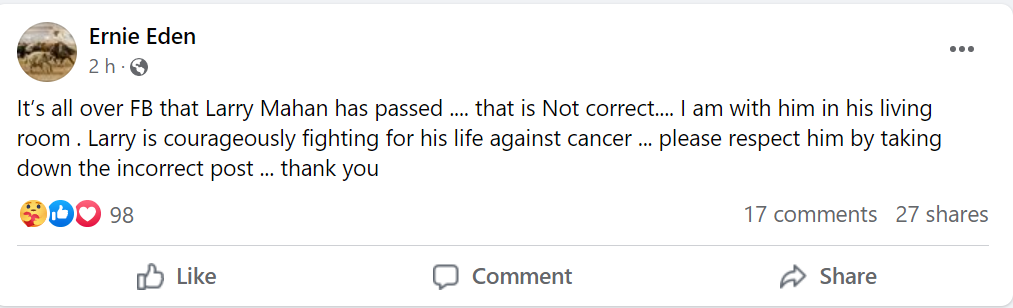 Debunked: Larry Mahan, Is he Dead or still Alive? What we know