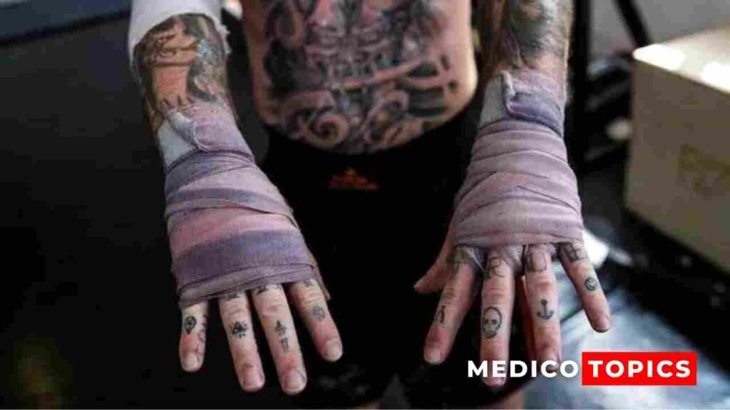 Chris Wheeldon, a 36-year-old bare-knuckle boxer from Warrington, poses after a workout at Smithys Gym. (Source: Gettyimages Europe)